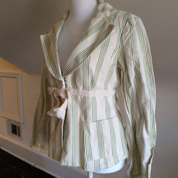 vintage nanette lepore green stripe bow blazer ASO paige matthews charmed (4) - Picture 5 of 9